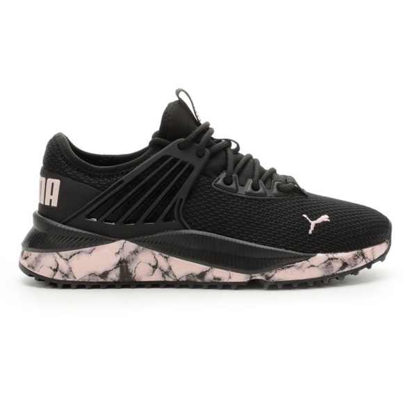 PUMA Black and Chalk Pink Pacer Future Marble JR Sneakers - Picture 2 of 4